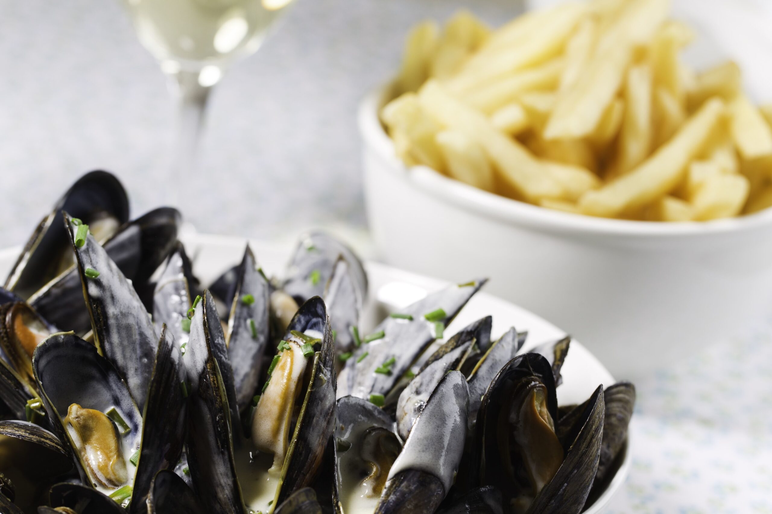 Normanskin mussels in cream sauce.